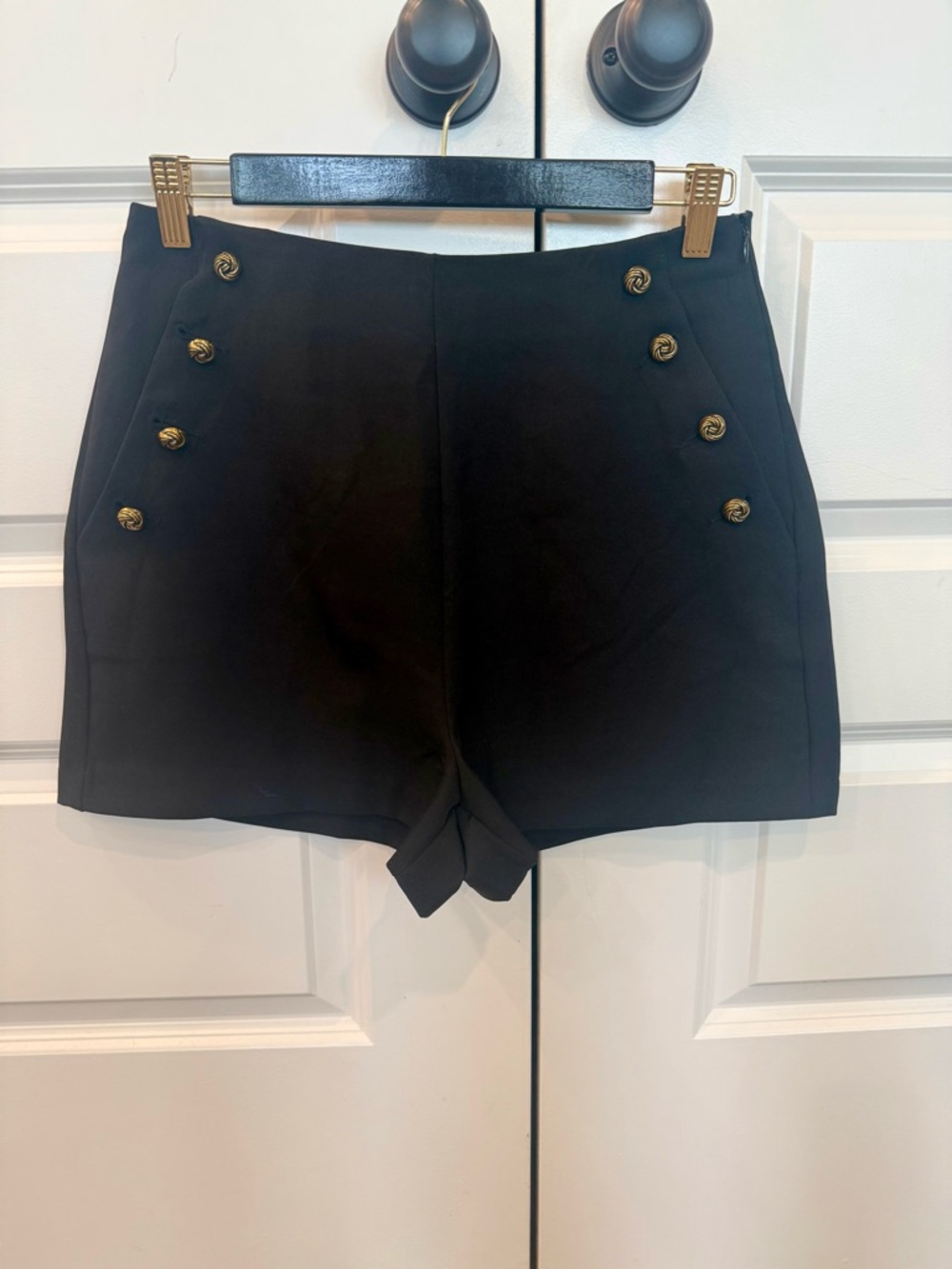 Aqua Black High-Waist Button-Front Shorts